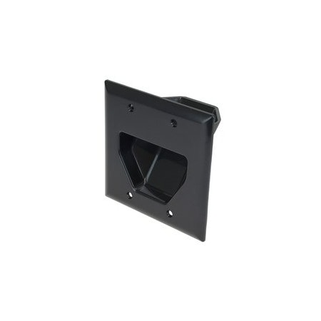 Cable Wholesale 2-Gang Recessed Low Voltage Cable Plate, Black 45-0002-BK